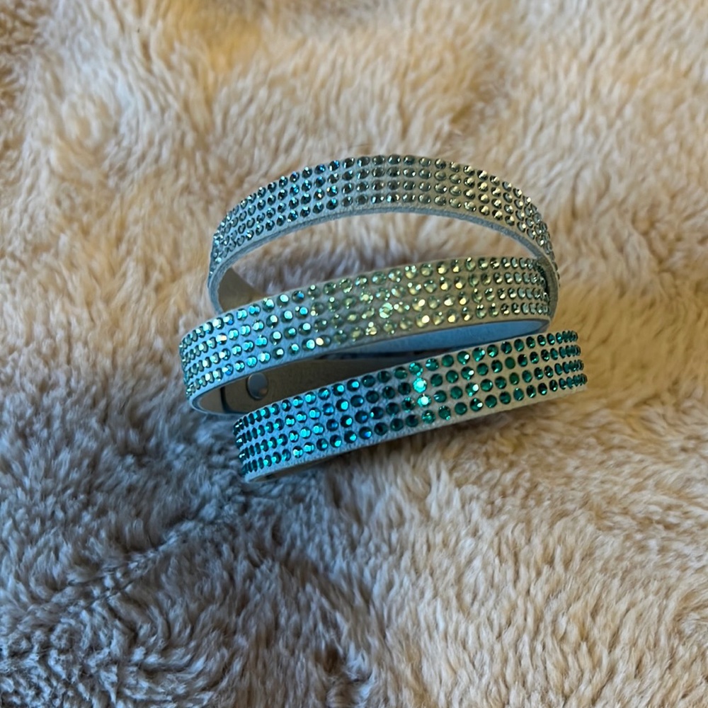 Touchstone crystal suede rhinestone wrap bracelet